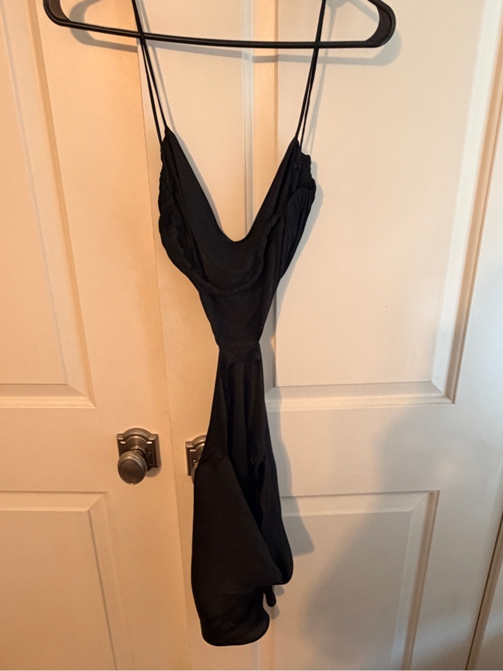 Zara Black Cowl-Neck Mini Slip Dress